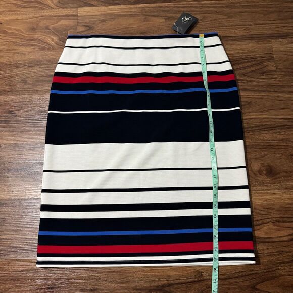 Adrianna Papell Pencil Skirt Multicolor Striped Viscose Lined Womens XL White - Picture 4 of 12